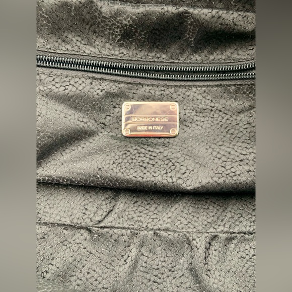 Pristine Borbonese Authentic Leather Bag w/Silver Chain Shoulder Staps - Picture 13 of 16